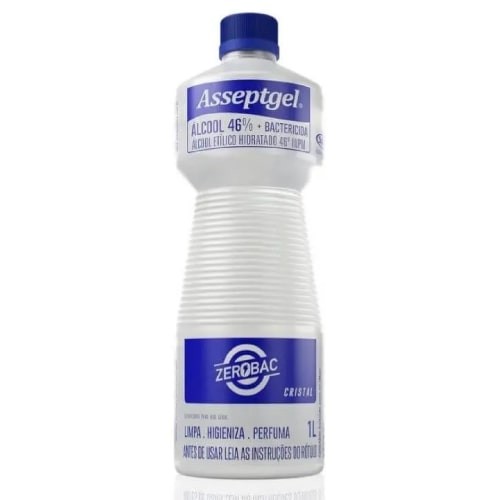alcool liquido etilico 46% 1 litro zerobac cristal asseptgel