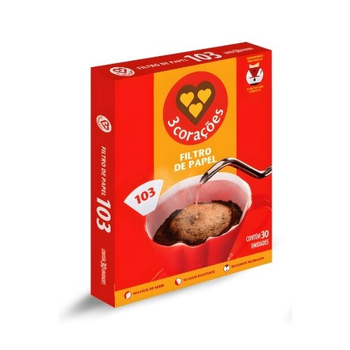 coador filtro de papel 103 com 30 unidades 3 Corações