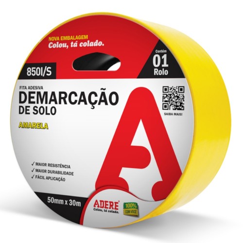 Fita para Demarcação de Solo Amarela 50 x 30 - Adere