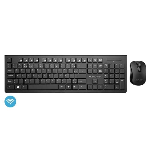 Kit Teclado e Mouse Sem Fio 2.4 Ghz USB Preto TC162 - Multilaser 