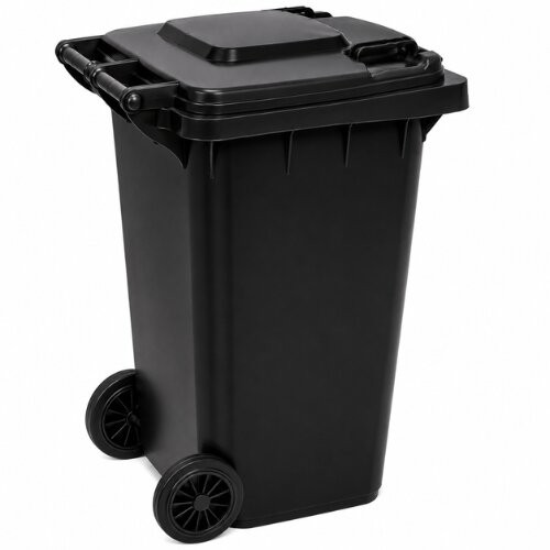 lixeira container plastica 240 litros preto c/ roda tonk