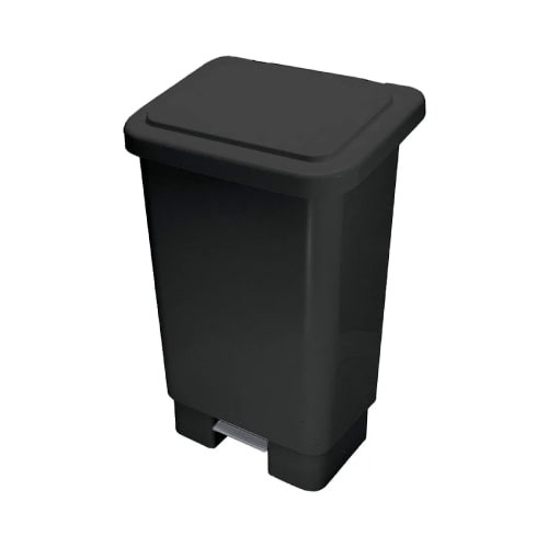 Lixeira plastica preta retangular com pedal 50 litros pr50fp