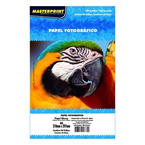 papel fotografico A4 180g Com 50 folhas masterprint