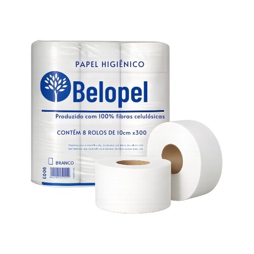 papel higienico 300 metros com 8 unidades belopel