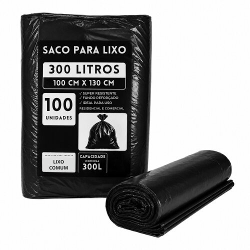 saco para lixo 300 litros preto 100 x 130 com 100 unidades