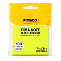 Bloco Adesivo Pima Note Amarelo Neon 76x76mm 100 Folhas Pimaco