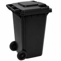 Lixeira Container Preta 240 Litros Sem Pedal, Com Tampa e Roda - Tonk