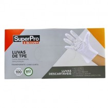 luvas tpe descartáveis plásticas superpro transparentes