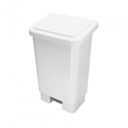 Lixeira Branca 50 Litros Retangular com Pedal e Tampa - JSN