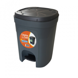 Lixeira Cinza 15 Litros Com Pedal e Tampa - Antares