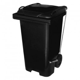 Lixeira Preta 120 Litros com Pedal, Tampa e Roda - JSN