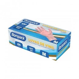 Luva de Vinil Descartável Sem Amido M Com 100 Unidades - Bompack