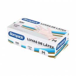 Luva Látex Descartável com 100 UND - Bompack