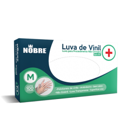 Luva de Vinil Sem Amido M com 100 UND - Nobre