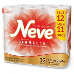 Papel Higiênico 12 Rolos 30 Metros Folha Dupla - Neve