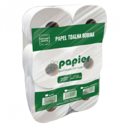 Papel Toalha Bobina 20x200 M Branco com 6 - Papier