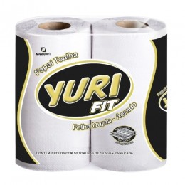 Papel Toalha Cozinha Com 2 Rolos 19,5x20 Folha Dupla 100% Celulose Aerado - Yuri
