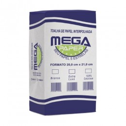 Papel Toalha Inter 20x21 100% Celulose Com 1000 Folhas Branco - Mega Paper