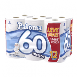 Papel Higiênico 12 Rolos 60 Metros - Paloma