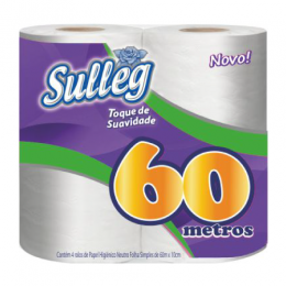 Papel Higiênico 4 Rolos 60 Metros Folha Simples - Sulleg