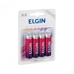 Pilha AA 1.2V Recarregável 2500mah Com 4 Unidades - Elgin