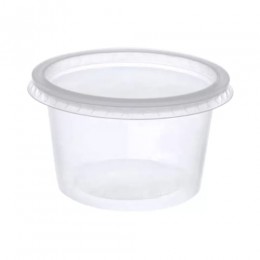 Pote Descartável Com Tampa 250ml PP Transparente Com 25 Unidades