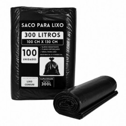 Saco de Lixo Preto 300 Litros 100x130 Com 100 Unidades 0,80GR