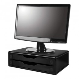 Suporte Monitor 2 Gavetas MDF Black Piano - Souza 