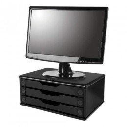 Suporte Monitor 3 Gavetas MDF Black Piano - Souza