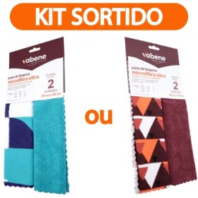 Flanela Microfibra Estampada 30x30cm Kit Com 2 UND Sortido - Vabene