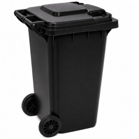 Lixeira Container Preta 240 Litros Sem Pedal, Com Tampa e Roda - Tonk
