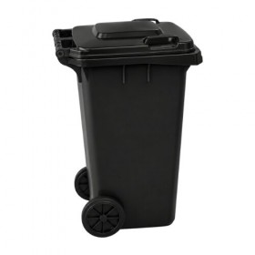 Lixeira Preta 120 Litros Sem Pedal, Com Tampa e Roda - Tonk