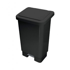 Lixeira Preta 50 Litros Retangular Com Pedal e Tampa - JSN