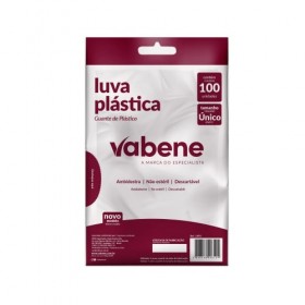 Luva Plástica Descartável Tamanho Único com 100 Unidades - Vabene