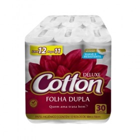 Papel Higiênico 12 Rolos 30 Metros Folha Dupla Deluxe - Cotton