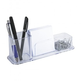 Porta Canetas, Clips E Lembrete DelloColor 3 Lugares Cristal 3031-H0012 - Dello