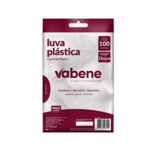 luva plastica descartavel com 100 unidades vabene