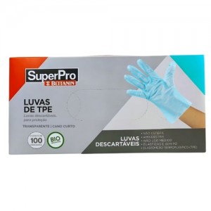 luvas tpe descartáveis plásticas superpro azul