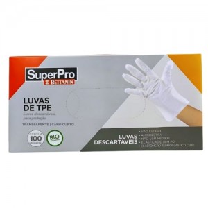 luvas tpe descartáveis plásticas superpro transparentes