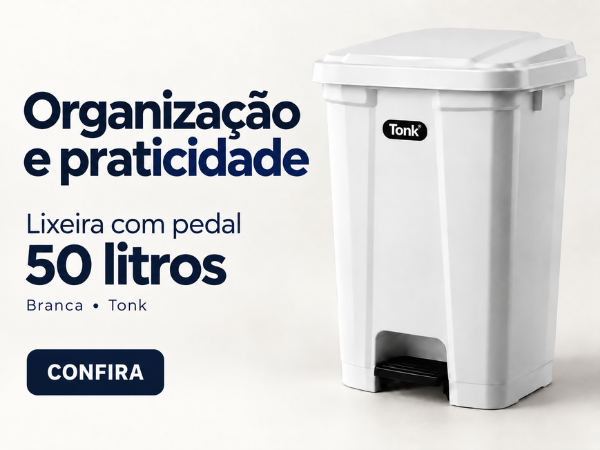 Lixeira 50 litros branca com pedal