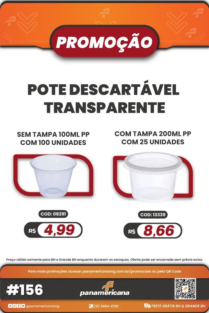 promoção potes plasticos