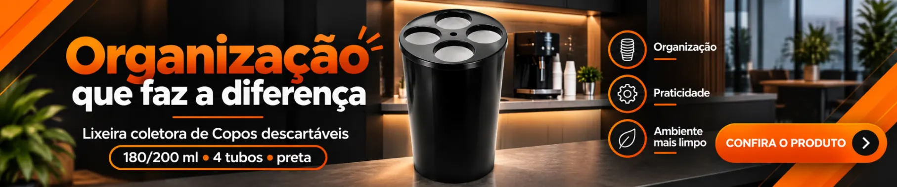 Distribuição de Lixeira Coletora Copo Descartável 4 Tubos